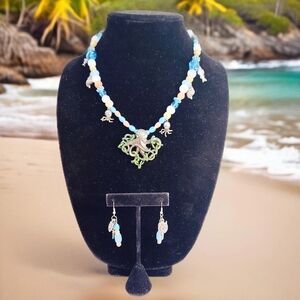 Playful Marine Ocean Treasures Beaded Necklace Set with Sea Creature Pendants